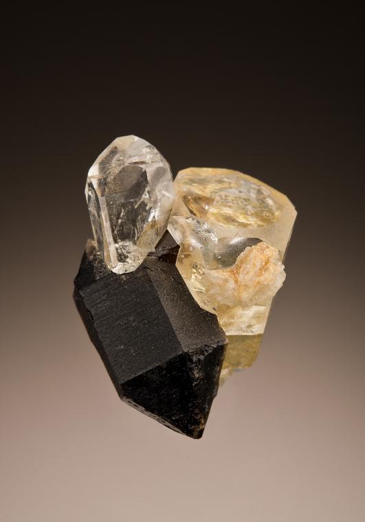 TOPAZ on QUARTZ var. Smoky with BERYL